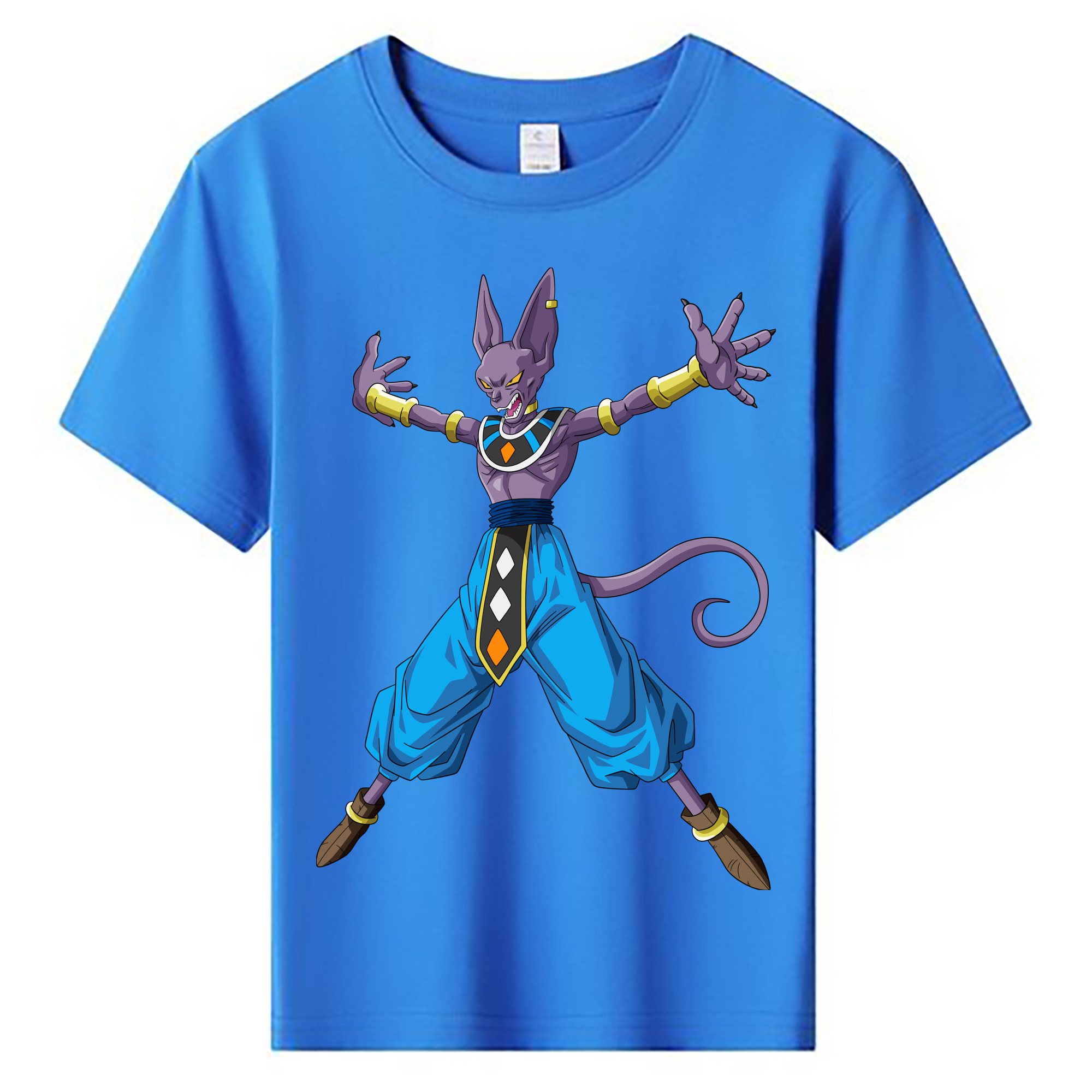 （画像用） ドラゴンボール ビルス 破壊神ビルス DRAGON BALL Beerus Birusu 綿100％キッズTシャツ（フロントプリント）